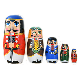 Muñecas rusas de madera Matryoshka Cascanueces para niños, decoración del hogar pintada a mano, artesanías, regalo de Navidad, 5 uds. - Product Image 1