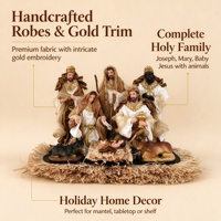 Crèche en résine artisanale, figurines de Noël décoratives et de collection, ensemble de 3 figurines de la Sainte Famille blanches et dorées