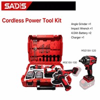 Kit combiné clé à chocs sans fil et meuleuse d'angle 21V, ensemble d'outils électriques au lithium-ion avec boîte à outils, vente en gros par fabricant OEM