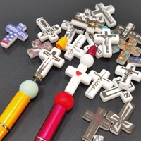 Pendentif de chapelet en forme de croix en silicone, tissé à la main, style rétro, accessoires de bijoux DIY, fabriqué pour la fabrication de bijoux, transfrontalier