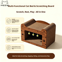 Multifunktionales Umweltfreundliches Katzen-Kratzhaus mit Gebogener Ruhefläche, Hängenden Spielbällen, Langlebiges Massivholz-Katzenhaus