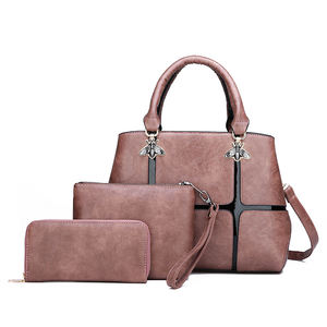 2019 China Wholesale Cheap Luxury Design Women's <strong>Red</strong> Tote Leather 3 Pieces Lady <strong>Handbags</strong> - Product Image 3