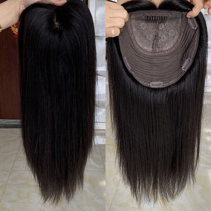 Natural Color Hair Toppers With Silk Base Human Hair Silk Top Toppers Virgin Hair Hand Tied Silk Base Toppers - Product Image 1