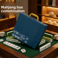 Kotak Penyimpanan Ubin Mahjong Kulit PU Cangkang Keras Mewah dengan Pegangan Nyaman dan Kait Pengaman untuk Mengatur Ubin, Paket Hadiah Liburan