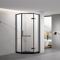 Salle de bain coin diamant forme pivotante portes de douche sans cadre 8mm cabine de douche en verre