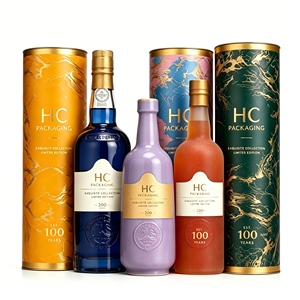 Luxury Gold Foil Rigid Cardboard Round Cylinder Tube Box for Wine Whiskey Champagne <b>Spirit</b> Packaging Custom Logo Manufacturer - Product Image 1