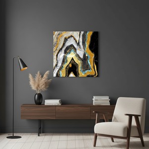 Elegant Printed Canvas Artwork: Black, Gold Accent Abstract Decor,<b>WRAPPED</b> CANVAS - Product Image 3
