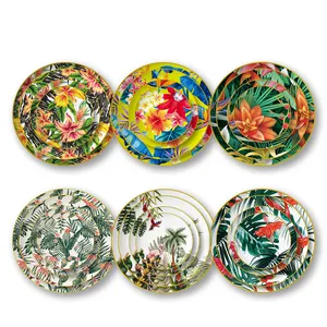 Chaozhou fábrica oem/mm personalizável tamanho do padrão de cerâmica placa redonda louça porcelana para hotel de casamento