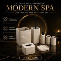 Ensemble d'accessoires de salle de bain en résine beige, style scandinave moderne et minimaliste, pour la maison ou l'hôtel