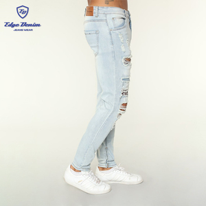 Venta al por mayor nuevo estilo de moda de cierre de botón Hombre Vaqueros parches Pantalones de niño pantalones de mezclilla - Product Image 5