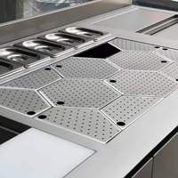Meja Kerja Bar Kopi dan Minuman Lanxin Commercial Electric Stainless Steel, Meja Buffet Bartender, Meja Kerja Kustom untuk Kopi, Air, dan Minuman Bubble Tea