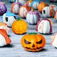 Citrouille blanche en résine de haute qualité, faite à la main, peinte à la main, pour la peinture fluide, différents styles, sorcière d'Halloween