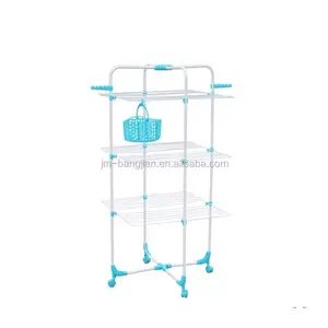 Heavy Duty Folding Clothes Airer Drying Rack 3 Tiers 30M Cross Clothes Dryer For Wet Clothes