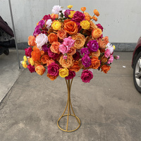 IFG vente en gros Tropical 60 cm Fuchsia rose vif Orange jaune mélangé rose soie moderne boule de fleur artificielle pour Table mariage