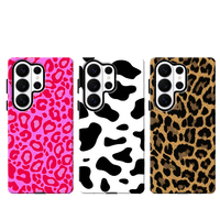 Casing Ponsel Magnetik Motif Leopard Custom, Casing Dua Lapis dengan Cincin Magnet Terintegrasi untuk Samsung S26 Ultra S25 S24