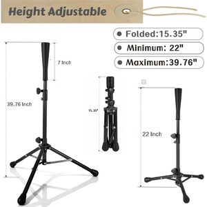 Tee de frappe réglable pour baseball, pickleball et tennis, hauteur 22-40 pouces, avec sac de transport, tee de frappe portable pour softball - Product Image 6