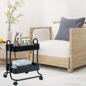 带轮两层储物车 厂家直供 金属材质 小型包装 滚轮推车 滚轮储物车 - Product Image 1