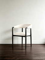 Fauteuil de salle à manger personnalisé en bois massif, éco-responsable et durable, style campagnard américain moderne, en chêne blanc et tissu en lin, pour la maison, le bureau ou l'hôtel