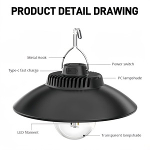 BaiFeng <b>Camping</b> <b>Lantern</b> 6W <b>LED</b> Rechargeable Battery Type C Charging Outdoor Hanging Light For Tent Use - Product Image 3