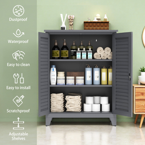 Gabinete <span class=keywords><strong>de</strong></span> Almacenamiento Metálico Ajustable y Resistente <span class=keywords><strong>de</strong></span> 47 Pulgadas <span class=keywords><strong>de</strong></span> Alto con <span class=keywords><strong>Dos</strong></span> Puertas y Tres Estantes para Sala <span class=keywords><strong>de</strong></span> Estar, Dormitorio o Uso Hospitalario - Product Image 5