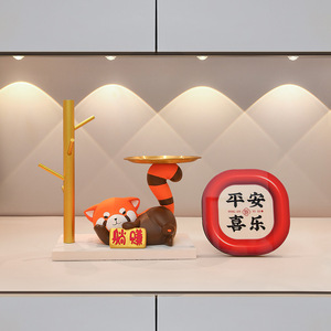 Lazy Money Panda Key Storage Resin Tabletop Ornament Feng Shui Decor Chinese New Year Gift Indoor - Product Image 4