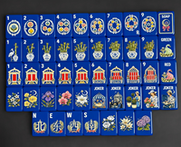 Tuiles de mahjong américaines automatiques en acrylique bleu personnalisées, 160 pièces, design floral standard NMJL, ensemble de mahjong pliable de luxe, États-Unis