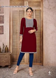 Heavy Rayon Bombay Fabric Designer Ladies Kurtis para ropa habitual del fabricante y proveedor indio - Product Image 4