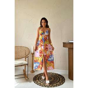 เดรสชีฟองสีน้ำเงินแบบขายส่ง ทรงสลิปเปิดหลัง คอไขว้ เอวธรรมชาติ ระบายอากาศได้ดี เหมาะสำหรับงานค็อกเทล - Product Image 5