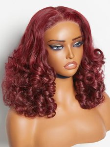 วิกผมมนุษย์บริสุทธิ์แฟชั่นใหม่วิกผมมนุษย์ผมหยิกสีแดงเบอร์กันดีสีออมเบร5*5 - Product Image 2