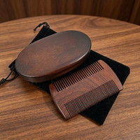 Ensemble cadeau brosse à barbe en bambou, brosse à raser, peigne à double denture, poils de sanglier naturels, antistatique, kit de démêlage et de coiffage, logo personnalisé