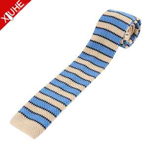 Corbata rosa azul de nuevo diseño, corbata de punto universitaria, Corbata a rayas de invierno, corbatas de punto de poliéster personalizadas para hombre - Product Image 3