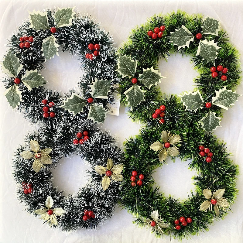 New Autumn Wreath Plastic Decoration Garland Flowers Christmas Wreath With Red Bow