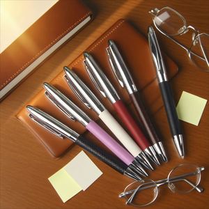 High Quality 1.00mm Custom Logo Twisted Metal Leather Novelty Design Business Advertising Ballpoint <b>Pen</b> for Writing Gift Giving - Product Image 5