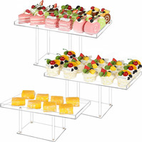 Ensemble de buffet en acrylique, supports à nourriture, plateau de service, supports à gâteaux pour gâteaux de mariage, support en acrylique et pour cupcakes