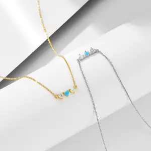 2024 Groothandel Hoge Kwaliteit 925 Sterling Zilver 18K Goud Pave Opaal Diamanten Ketting Vrouwen Sieraden Fijne Sieraden