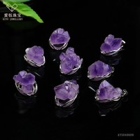 Aiyu Vente en gros de pendentifs en amas de pierres brutes d'améthyste naturelle, pendentifs violets, produits transfrontaliers très demandés, approvisionnement pour diffusion en direct