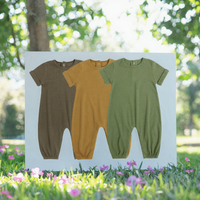 Vêtements pour bébés unisexes en gros Kids Tales, barboteuses d'été à fermeture par boutons-pression, manches courtes, couleur unie, personnalisables ODM OEM, lavables