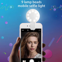 Lampe annulaire LED mini rechargeable à clip pour selfie, luminosité réglable, étanche en ABS pour téléphone portable - Offre Spéciale