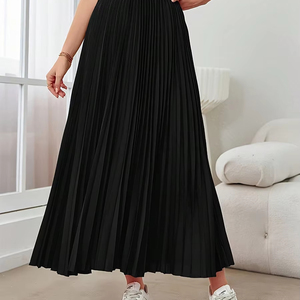 Jupe formelle pour femme de style européen et américain, élégante, plissée, coupe parapluie, taille naturelle, respirante, en polyester écologique - Product Image 1