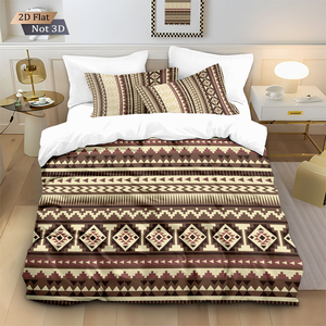 Juego de Funda Nórdica Bohemia Geométrica de 3 Piezas, Ropa de Cama con Estampado Tribal Étnico, Funda de Edredón de Microfibra Ultrasuave con Fundas de Almohada - Product Image 2