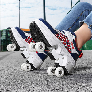 Kids Roller Shoes With Hidden Wheels Size 33 34 35 36 37 38 39 40 41 42 43 For Boys Girls Mesh Upper Rubber Sole - Product Image 4