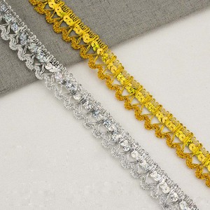 Costume da 25MM in pizzo intrecciato intrecciato con paillettes rifinitura per abbigliamento da ballo accessori decorativi in tessuto oro paillettes - Product Image 4