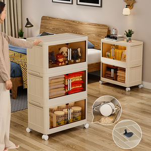 Armoire de <span class=keywords><strong>rangement</strong></span> en plastique multicouche pliante vêtements maison chambre étagères transparentes casier sans sécurité organisateur de boîte pliante - Product Image 1
