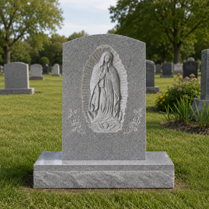 Lápida de Granito con Tallado de la Virgen María, Monumento Funerario de Estilo Tradicional Europeo - Product Image 2