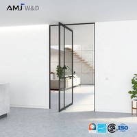Nouvelle arrivée : Porte pivotante à cadre fin, porte d'entrée intérieure moderne avec verre