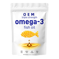 Huile de poisson oméga 3 pour adultes en gélules molles, marque privée, RTG, absorption élevée, triple concentration EPA DHA, améliore l'immunité, huile de poisson des grands fonds