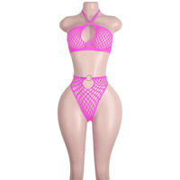 Tenues de performance pour la danse de salon, style bikini et résille, pour la Saint-Valentin, exotiques, en Spandex/Nylon