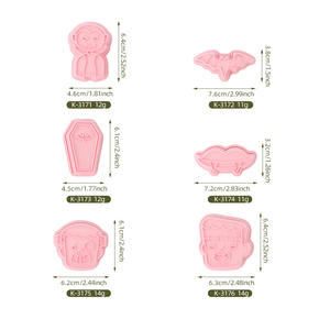 Cortadores de Galletas de Plástico Ecológicos de la <span class=keywords><strong>Serie</strong></span> Halloween Weird, Vampiro 3D, Dibujos Animados, Murciélago, Animación DIY, Galletas Impresas - Product Image 5