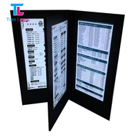 Tanlang Personnalisé A4 A5 Rechargeable LED Menu Dossier En Cuir Couverture De Livre Fenêtre Affichage Menu Titulaire Restaurant Bar Rétro-Éclairage Menu