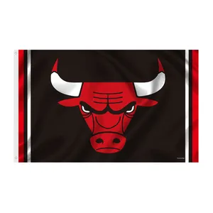 high quality Custom Digital Print 3x5ft 100D Polyester NBA Basketball Chicago Bulls flag banner